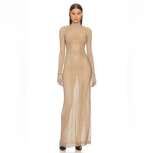 Laquan smith Gold Mockneck Column Gown